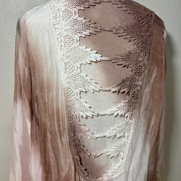 Womens Silk Blouse size S Boho Romantic Feminine Sequins Ethereal Fairy shirt - Picture 6 of 11